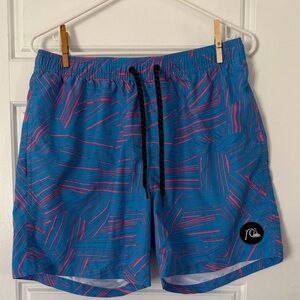Quiksilver Electric Blue and Neon Pink Boardshorts